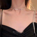 Silver Wavy Rhinestone Tennis Choker Necklace Single Style view 3