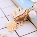 Wood Heart Message Keychain with White Beads and Long Dangle view 4