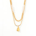 Layered Gold Heart Pendant Necklace With Imitation Pearls view 5