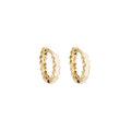 Ridged Silver Tone Delicate Small Round Huggie Earrings view 5