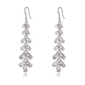Silver Tone Leaf Tassel Crystal Six Designs Metal Dangle Earrings view 6