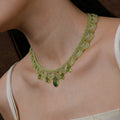 Green Beaded Lace Collar Necklace with Teardrop Fringe view 3