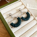 Leather Fringe Hoop Stud Earrings Fashion Jewelry Collection view 7