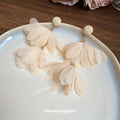 Layered Fabric Petal Drop Earrings with Reflective Details view 4