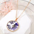 Gold Tone Round Resin Pressed Daisy Pendant Necklaces in Six Colors view 8