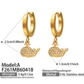 Crystal Whale Tail Drop Hoop Earrings in Three Metal Designs view 10