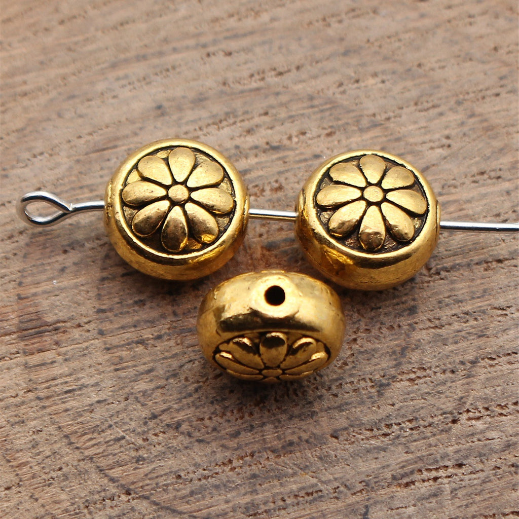 9.6x9.6x6.7mm 2g Multicolor Zinc Alloy Flower Pattern Spacer Double Sided Beads for Bracelet Necklace DIY Jewelry Making