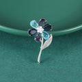 Faceted Petal Flower Brooch with Curved Crystal Stem view 2