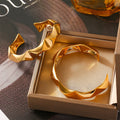 Gold-Tone Geometric Faceted Open Cuff Bracelet, Copper, 5.5 cm view 2