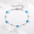 Silver Tone Evil Eye Link Chain Bracelets in Six Bead Designs view 2