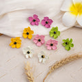 Five Color Layered Flower Black Center Stud Earrings view 2
