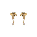 Crystal Bow Short Dangle Clip On Earrings With Polished Metal Details view 5