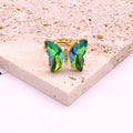Gold Tone Faceted Crystal Butterfly Adjustable Rings in Five Colors view 5