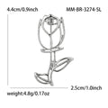 Minimalist Open Rose Brooch in Silver or Gold Tone view 6
