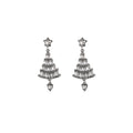 Silver Crystal Christmas Tree Drop Earrings Star Post view 5