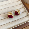 Round Flocked Drop Hoop Earrings in Black and Red Colorways view 7