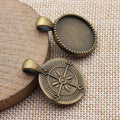 Reversible Round 20 mm Cabochon Pendant Settings in Two Finishes view 2