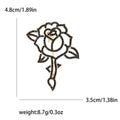 Black Openwork Stemmed Rose Brooch with Gold Tone Outline view 5
