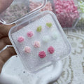 Ten Pair Multicolor Small Resin Rose Flower Stud Earring Set view 4