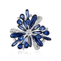 Blue Silver Tone Flower Crystal Two Designs Metal Brooch Pin 5.2 cm 5.2 cm view 5