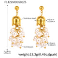 Gold Bell Cap Grape Cluster Earrings Green Stone Pearl view 9