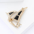 Shell Effect Sailboat Brooch With White Pearl and Crystal Hull view 4