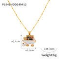 Gold Enamel Crystal Elephant Pendant Necklaces Four Colors view 8
