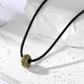 Black Cord Donut Bead Natural Stone Necklaces in Sixteen Colors view 2