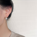 Gold Silver Double Heart Halo Zircon Drop Stud Earrings view 3