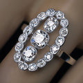 Silver Tone Oval Multi Stone Openwork Statement Ring view 1