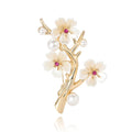 Three Blossom Branch Brooch in Gold or Silver With Pearls view 5