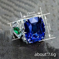 Silver Tone Cushion Blue Green Pear Side Ring Sizes 6-10 view 4