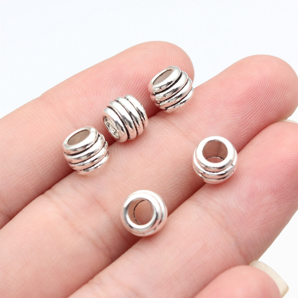 7.7x7.4x6mm 0.86g Antique Silver Zinc Alloy Round Ring Large Hole Spacer Beads for DIY Jewelry Making