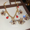 Gold Bee Ladybug Crystal Insect Necklace and Stud Earrings view 4