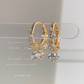 Gold-Tone Zircon Tassel Dangle Huggie Hoop Earrings view 6