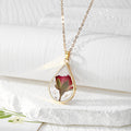 Gold Teardrop Dried Flower Resin Pendant Necklaces 18 Styles view 12