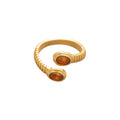 Oval Brown Stone Open Rings Gold Or Silver Three Styles view 5