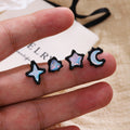 Black Star Moon Iridescent Four Pair Stud Earring Set view 4