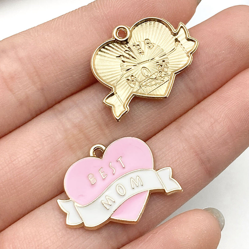 Zinc Alloy Enamel Pink Flower Charm Pendant for DIY Bracelet Necklace Keychain