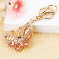 Pink Jeweled Butterfly Keychains with Braided Plain and Wrist Loop Options view 7