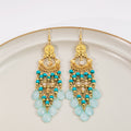 Green Multicolor and White Gold Chandelier Earrings view 4