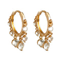 Gold-Tone Zircon Tassel Dangle Huggie Hoop Earrings view 5