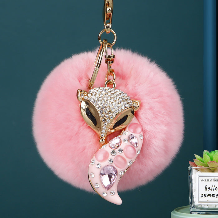 Multigem Fox Keychains with Fourteen Pom Colors and Multiple Loop Styles