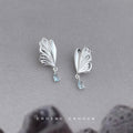Silver Butterfly Wing Blue Teardrop Clip Stud Earrings view 4