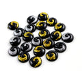 Yin Yang Round Resin Cabochons in Black Gold and Silver view 2