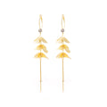 Yellow Translucent Petal Pearl Look Long Hoop Earrings view 5