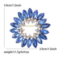 Rose Gold Open Circle Brooch Blue Green Marquise Crystals view 4