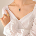 Black Rectangle G Letter Tag Pendant Necklace Gold Steel Rose Gold view 6