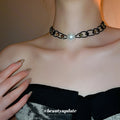 Black Heart Link Necklace With White Pearl Accent Beaded Jewelry view 3