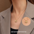 Gold Double Happiness Fu Coin Necklace Zircon Edge Pendant Chain view 6